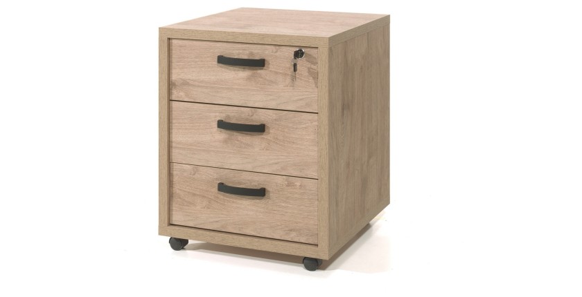 Caisson de rangement pour bureau 3 tiroirs coloris chêne clair collection DEPÉ