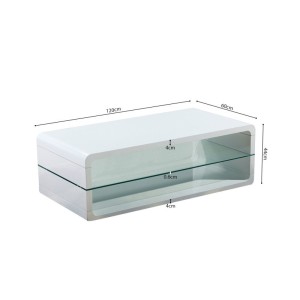 Table basse collection LEVIS. Meuble type CONTEMPORAIN coloris blanc. Effet tendance pour votre salon.