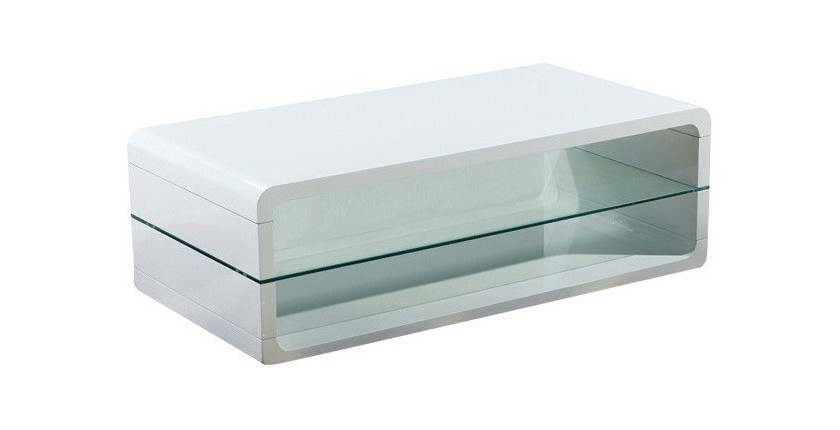 Table basse collection LEVIS. Meuble type CONTEMPORAIN coloris blanc. Effet tendance pour votre salon.