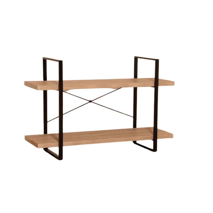 Étagère SHELVES type industrielle bois et métal 2 Niveaux.