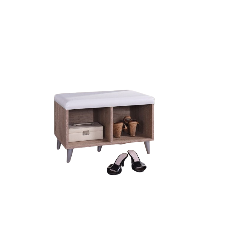 Meuble à chaussures SIDE avec 2 casiers larges, couleur chêne Sonoma et blanc.