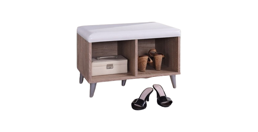 Meuble à chaussures SIDE avec 2 casiers larges, couleur chêne Sonoma et blanc.