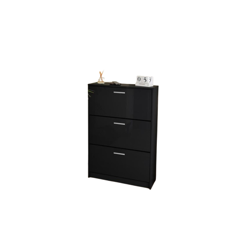 Meuble à chaussures KLARK 74 cm - Noir Haute Brillance