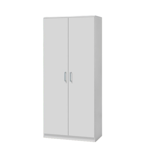 Armoire\Garde robe PONIS, 2 portes, contemporaine blanche et poignées grises.