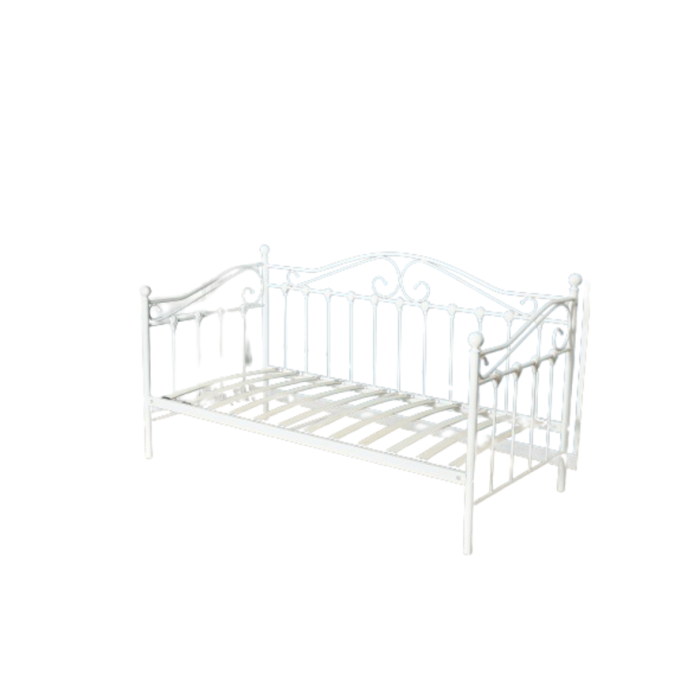 Lit design blanc AMELIE 90x200 cm une place, avec sommier, pour une chambre adulte ou ado.