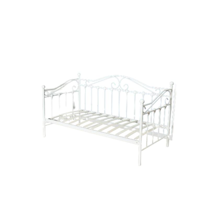 Lit design blanc AMELIE 90x200 cm une place, avec sommier, pour une chambre adulte ou ado.