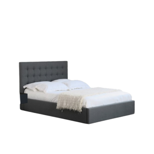 Lit design gris LUXOR 90x200 cm une place, avec sommier, pour une chambre adulte ou ado.