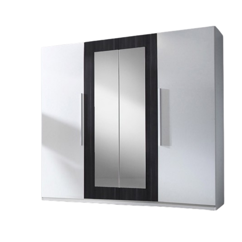 Armoire 4 portes avec miroirs couleur blanc et gris anthracite - IRINA