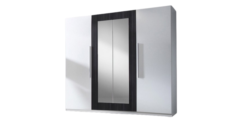 Armoire 4 portes avec miroirs couleur blanc et gris anthracite - IRINA