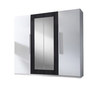 Armoire 4 portes avec miroirs couleur blanc et gris anthracite - IRINA