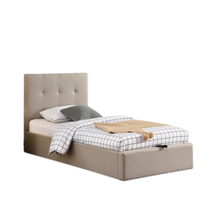 Lit coffre une place collection DESERT - Couleur beige - 90x200cm - Sommier inclus