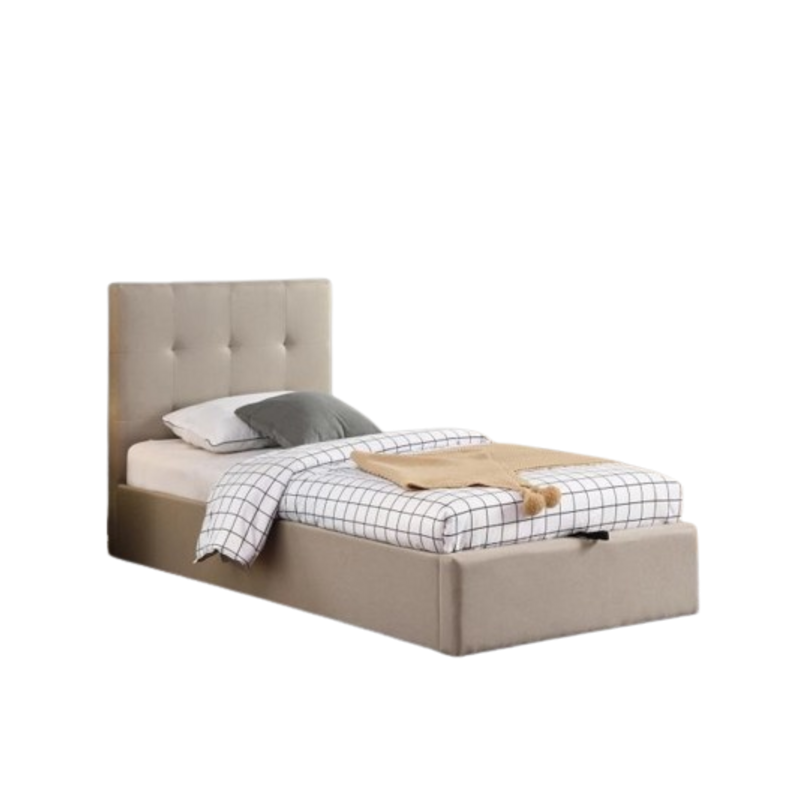 Lit coffre une place collection DESERT - Couleur beige - 90x200cm - Sommier inclus