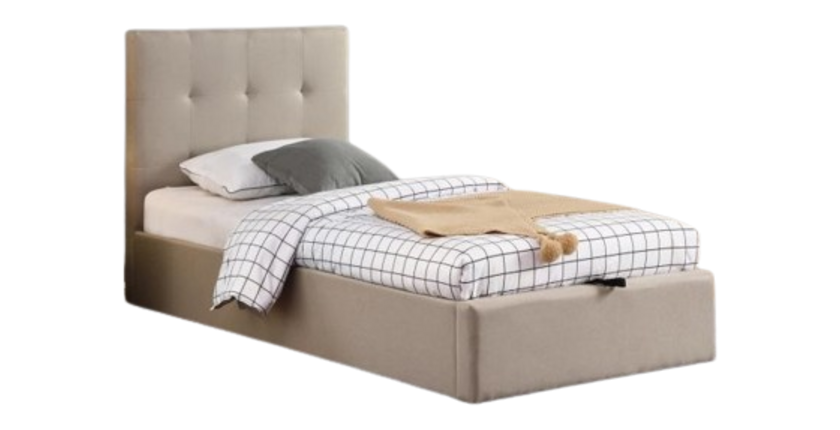 Lit coffre une place collection DESERT - Couleur beige - 90x200cm - Sommier inclus