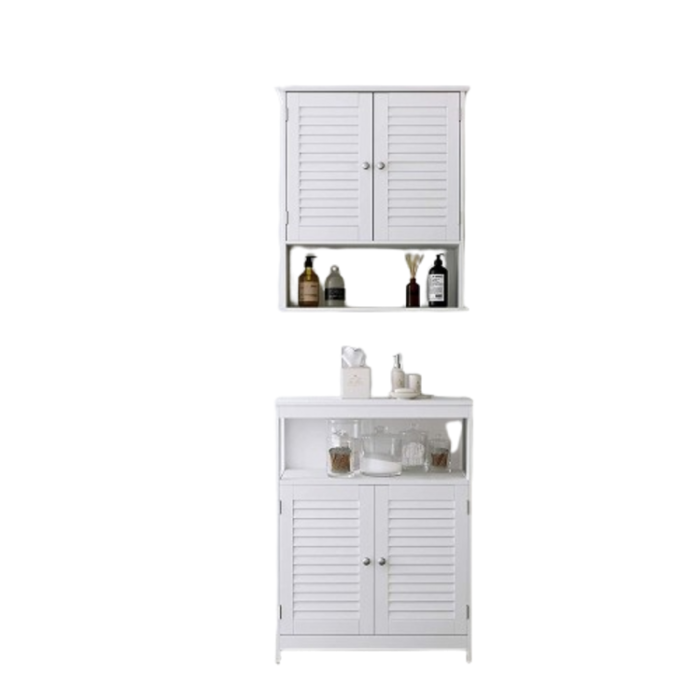 Ensemble de deux meubles de salle de bain collection CLEAN coloris blanc.