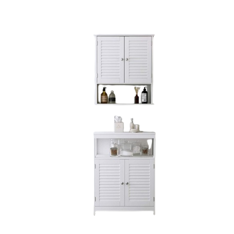 Ensemble de deux meubles de salle de bain collection CLEAN coloris blanc.