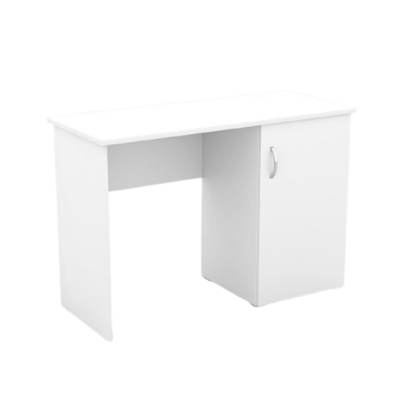 Bureau droit design avec caisson de rangement 1 porte collection ARLEE coloris blanc.
