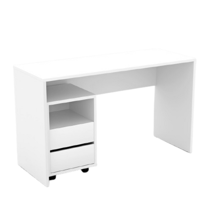 Bureau droit design avec caisson de rangement collection KINSALE coloris blanc.