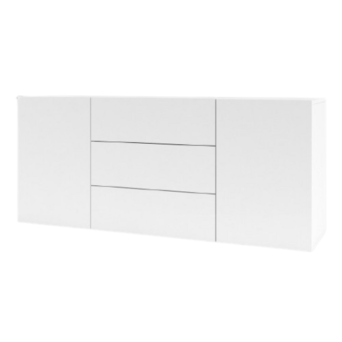 Buffet 140cm collection EVA 2 portes et 3 tiroirs. Couleur blanc et chêne.