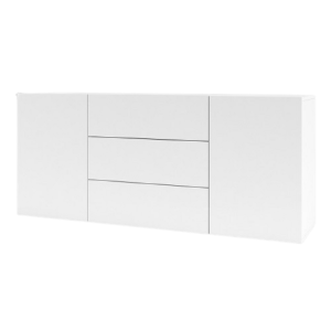 Buffet 140cm collection EVA 2 portes et 3 tiroirs. Couleur blanc et chêne.