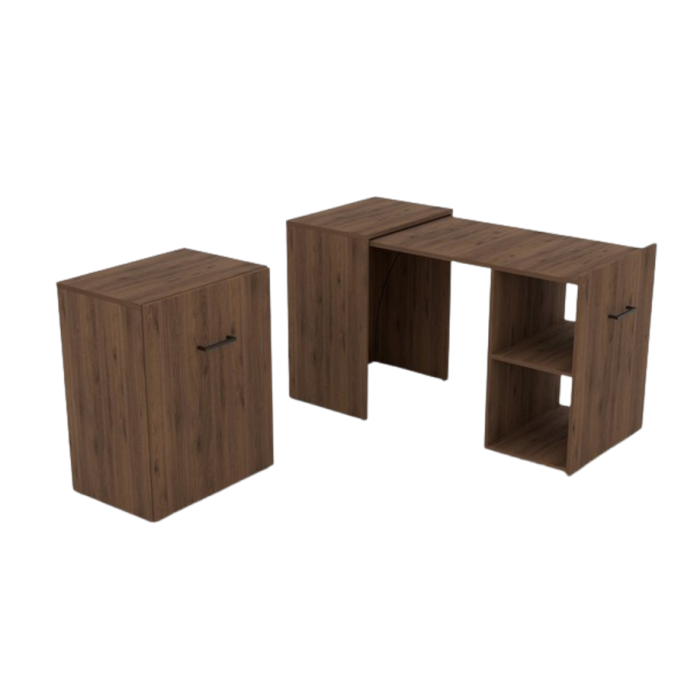 Bureau pliable spécial petite espace collection FLIP coloris chêne foncé.