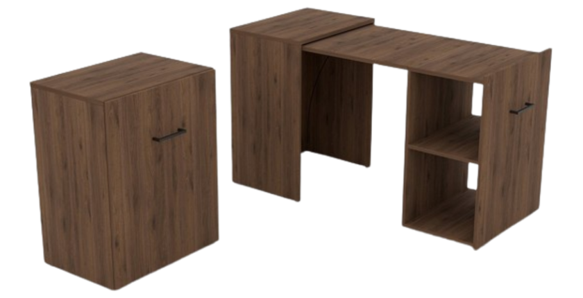 Bureau pliable spécial petite espace collection FLIP coloris chêne foncé.