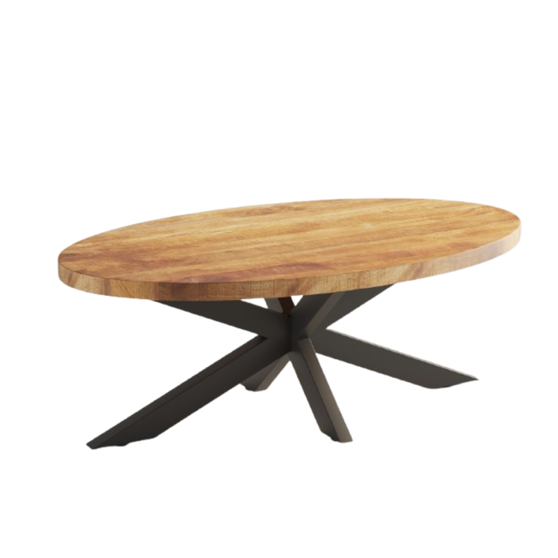 Table basse ovale collection MADEIRO marron.