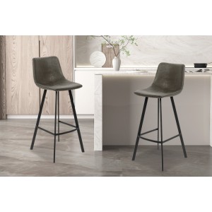 Chaise de comptoir 'Ozan' PU Gris, dimensions : H108 x L49 x P47 cm