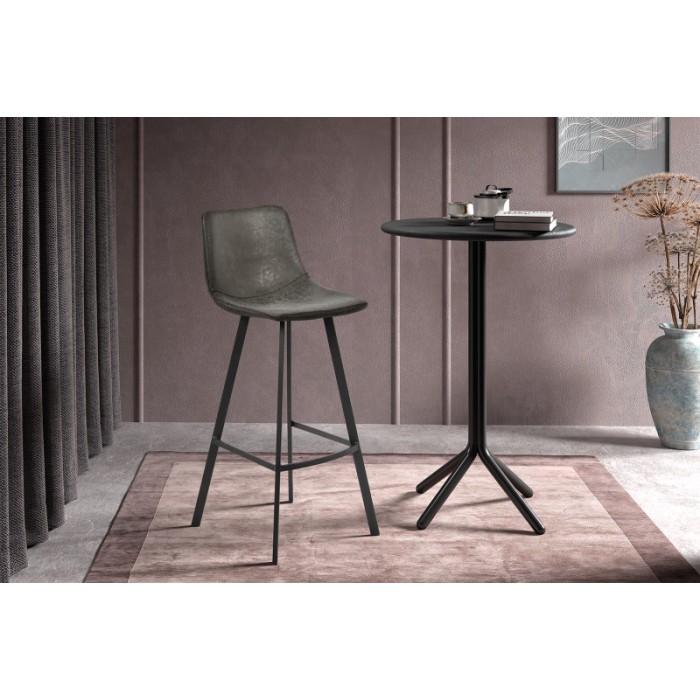 Chaise de comptoir 'Ozan' PU Gris, dimensions : H108 x L49 x P47 cm
