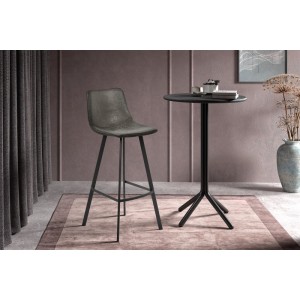 Chaise de comptoir 'Ozan' PU Gris, dimensions : H108 x L49 x P47 cm