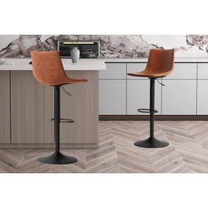 Tabouret de bar style vintage coloris cognac. Collection SOUL