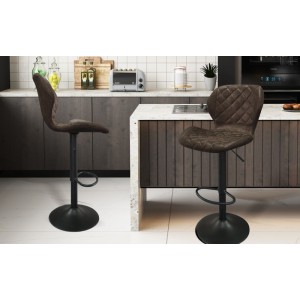 Tabouret de bar style vintage coloris brun foncé. Collection MABEL
