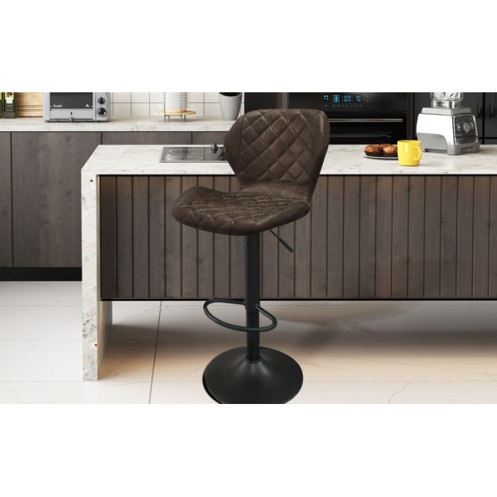 Tabouret de bar style vintage coloris brun foncé. Collection MABEL