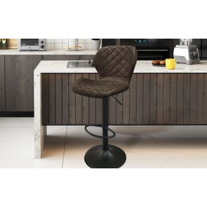 Tabouret de bar style vintage coloris brun foncé. Collection MABEL