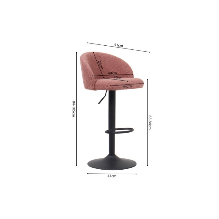 Tabouret de bar style vintage coloris rose. Collection HYDRA
