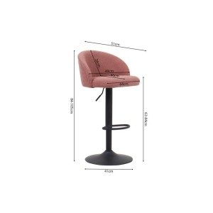 Tabouret de bar style vintage coloris rose. Collection HYDRA