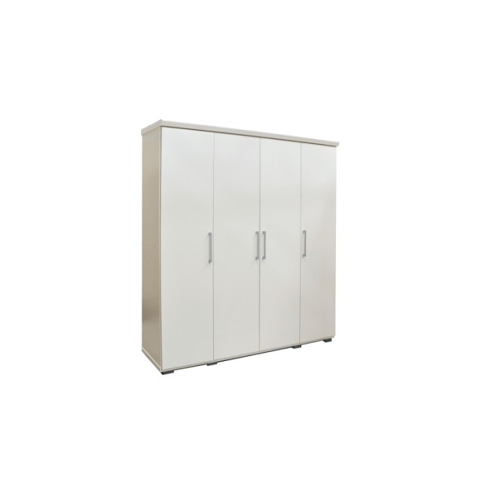 Armoire, garde-robe, collection TOM, 4 portes 160 cm, penderie intégrée coloris blanc