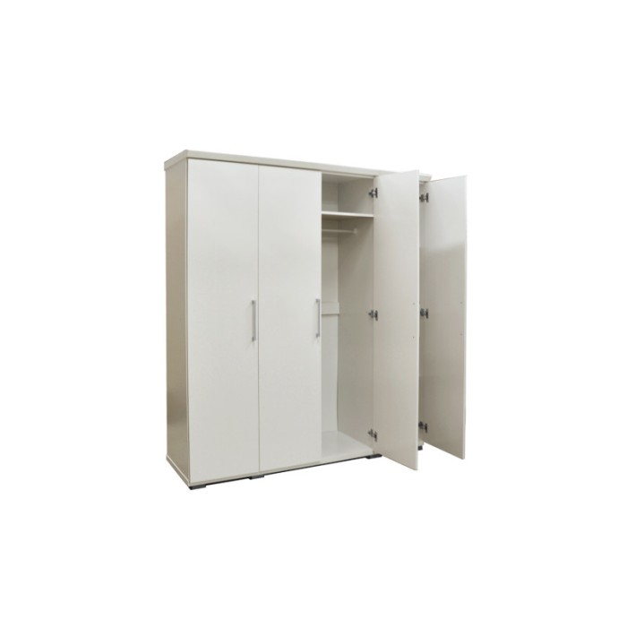 Armoire, garde-robe, collection TOM, 4 portes 160 cm, penderie intégrée coloris blanc
