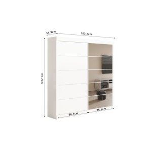 Garde Robe MILS, armoire 2 portes coulissantes avec miroir coloris blanc