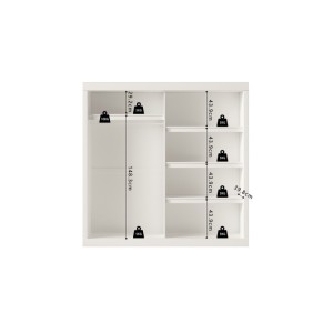 Garde Robe MILS, armoire 2 portes coulissantes avec miroir coloris blanc