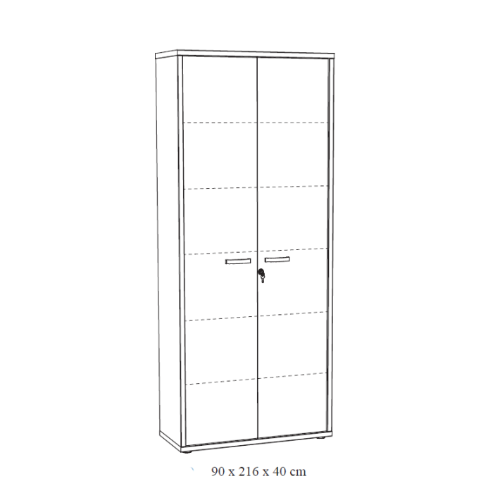 Armoire de bureau DEPÉ – 2 portes – Chêne doré – L90 x H216 x P40 cm