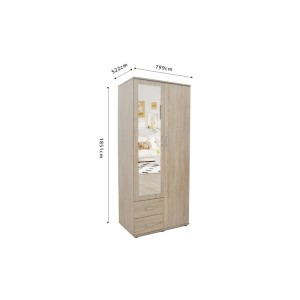 Armoire TOM 2 portes avec miroir Sonoma
