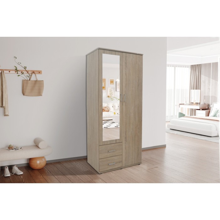 Armoire TOM 2 portes avec miroir Sonoma