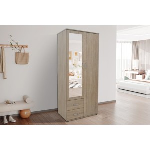Armoire TOM 2 portes avec miroir Sonoma