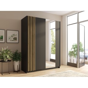Armoire design 200cm coloris noir et chêne collection VARIA