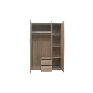 Armoire, garde-robe, avec miroir collection TOM, 3 portes 120 cm, penderie intégrée chêne sonoma