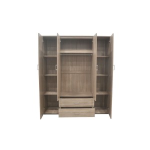 Armoire, garde-robe, avec miroir collection TOM, 4 portes 160 cm, penderie intégrée chêne sonoma