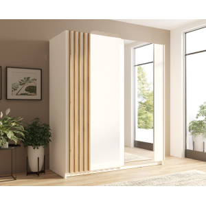 Armoire design 200cm coloris blanc et chêne collection VARIA