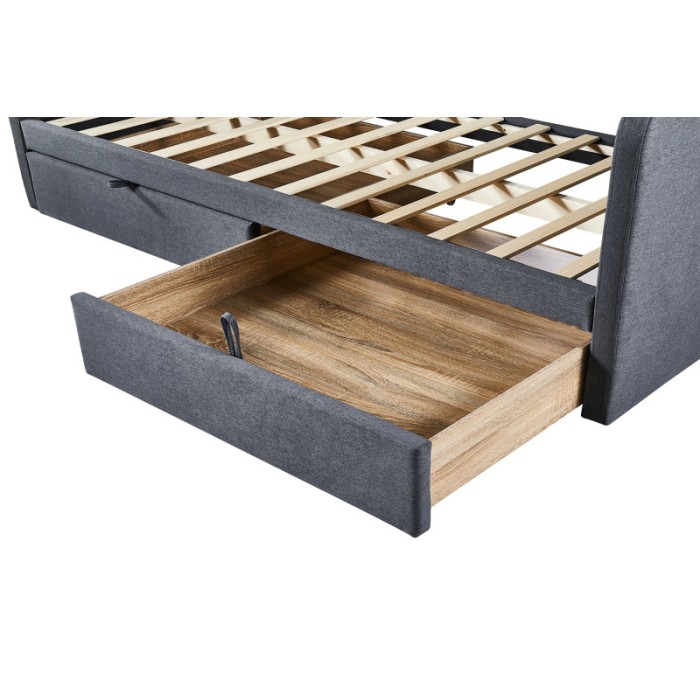 Lit avec revêtement en tissu 90x200 cm SAMMY, coloris gris foncé