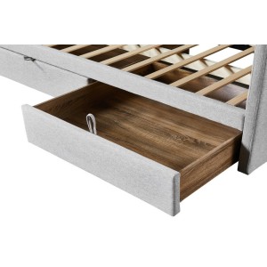 Lit avec revêtement en tissu 90x200 cm SAMMY, coloris beige