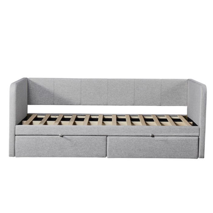 Lit avec revêtement en tissu 90x200 cm SAMMY, coloris beige